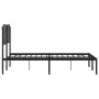 Bed frame with black metal headboard 135x190 cm by , Beds and slatted bases - Ref: Foro24-373886, Price: 92,89 €, Discount: %