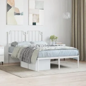 Bettgestell aus Metall mit weißem Kopfteil 120x200 cm von , Betten und Lattenroste - Ref: Foro24-373934, Preis: 84,18 €, Raba...