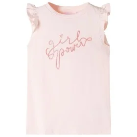 Zartrosa Kinder-T-Shirt mit Rüschenärmeln 128 von , Kinder-T-Shirts - Ref: Foro24-11317, Preis: 8,19 €, Rabatt: %