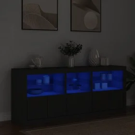Sideboard mit LED-Leuchten schwarz 162x37x67 cm von , Sideboards - Ref: Foro24-3208996, Preis: 201,38 €, Rabatt: %