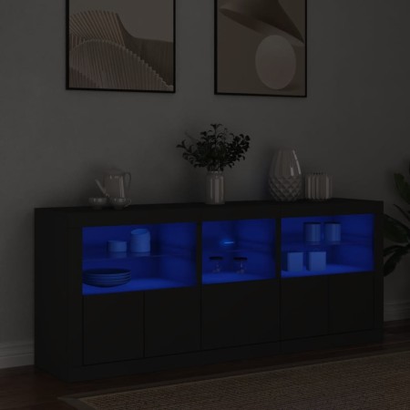 Sideboard with LED lights black 162x37x67 cm by , Sideboards - Ref: Foro24-3208996, Price: 192,41 €, Discount: %