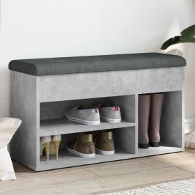 Concrete gray engineered wood shoe bench 82x32x45.5 cm by , Benches for halls and storage - Ref: Foro24-835029, Price: 68,93 ...