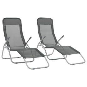 Folding sun loungers 2 units anthracite gray textilene by vidaXL, Loungers - Ref: Foro24-44340, Price: 155,73 €, Discount: %