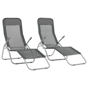 Folding sun loungers 2 units anthracite gray textilene by vidaXL, Loungers - Ref: Foro24-44340, Price: 126,92 €, Discount: %