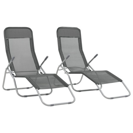 Folding sun loungers 2 units anthracite gray textilene by vidaXL, Loungers - Ref: Foro24-44340, Price: 154,01 €, Discount: %