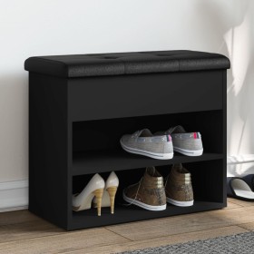 Black engineered wood shoe bench 62x32x50 cm by , Benches for halls and storage - Ref: Foro24-835097, Price: 64,37 €, Discoun...