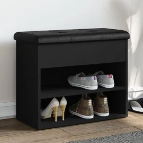 Black engineered wood shoe bench 62x32x50 cm by , Benches for halls and storage - Ref: Foro24-835097, Price: 63,49 €, Discoun...