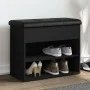 Black engineered wood shoe bench 62x32x50 cm by , Benches for halls and storage - Ref: Foro24-835097, Price: 63,45 €, Discoun...