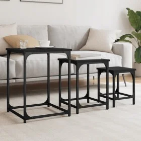 Stackable coffee tables 3 pieces black engineered wood by , Coffee table - Ref: Foro24-838923, Price: 41,54 €, Discount: %