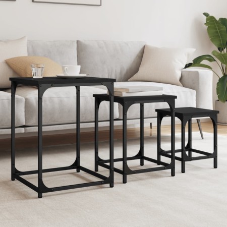 Stackable coffee tables 3 pieces black engineered wood by , Coffee table - Ref: Foro24-838923, Price: 41,94 €, Discount: %