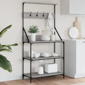 Küchenregal mit Haken Sonomagraues Holzwerkstoff von , Behälter für Küchenutensilien - Ref: Foro24-838961, Preis: 76,42 €, Ra...
