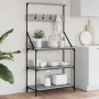 Kitchen shelving with hooks Sonoma gray engineered wood by , Kitchen utensil containers - Ref: Foro24-838961, Price: 76,42 €,...