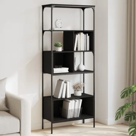 Librería 5 estantes madera de ingeniería negro 76x33x188,5 cm de , Librerías y estanterías - Ref: Foro24-839003, Precio: 106,...