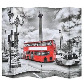 Folding room divider 228x170 cm London bus black and white by vidaXL, Room dividers - Ref: Foro24-245876, Price: 121,75 €, Di...
