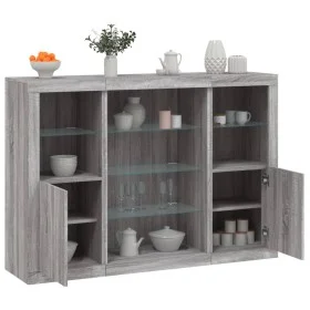 Sideboard mit LED-Licht, 3-teilig, Sonoma-Grau, Holzwerkstoff von , Sideboards - Ref: Foro24-3209133, Preis: 211,34 €, Rabatt: %