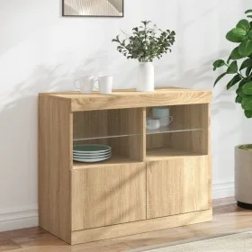 Sideboard with LED lights Sonoma oak 81x37x67 cm by , Sideboards - Ref: Foro24-836660, Price: 78,42 €, Discount: %