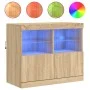 Aparador con luces LED roble Sonoma 81x37x67 cm de , Aparadores - Ref: Foro24-836660, Precio: 78,42 €, Descuento: %