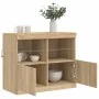 Aparador con luces LED roble Sonoma 81x37x67 cm de , Aparadores - Ref: Foro24-836660, Precio: 78,42 €, Descuento: %