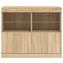 Aparador con luces LED roble Sonoma 81x37x67 cm de , Aparadores - Ref: Foro24-836660, Precio: 78,42 €, Descuento: %