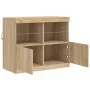 Aparador con luces LED roble Sonoma 81x37x67 cm de , Aparadores - Ref: Foro24-836660, Precio: 78,42 €, Descuento: %