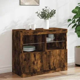 Sideboard mit LED-Leuchten, geräucherte Eiche, 81 x 37 x 67 cm von , Sideboards - Ref: Foro24-836662, Preis: 76,64 €, Rabatt: %