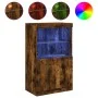 Aparador con luces LED roble ahumado 60,5x37x100 cm de , Aparadores - Ref: Foro24-836669, Precio: 73,28 €, Descuento: %
