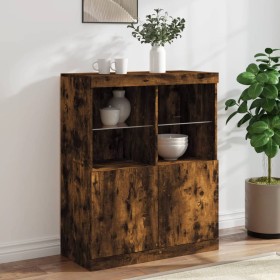 Sideboard mit LED-Leuchten, geräucherte Eiche, 81 x 37 x 100 cm von , Sideboards - Ref: Foro24-836676, Preis: 116,72 €, Rabat...