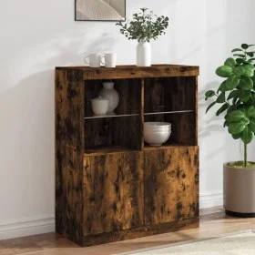 Sideboard with LED lights smoked oak 81x37x100 cm by , Sideboards - Ref: Foro24-836676, Price: 114,89 €, Discount: %
