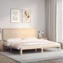Double bed frame with solid wood headboard by , Beds and slatted bases - Ref: Foro24-3193676, Price: 174,42 €, Discount: %