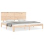 Double bed frame with solid wood headboard by , Beds and slatted bases - Ref: Foro24-3193676, Price: 174,40 €, Discount: %