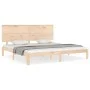 Double bed frame with solid wood headboard by , Beds and slatted bases - Ref: Foro24-3193676, Price: 174,42 €, Discount: %