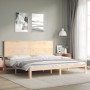 Double bed frame with solid wood headboard by , Beds and slatted bases - Ref: Foro24-3193676, Price: 174,40 €, Discount: %