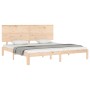 Double bed frame with solid wood headboard by , Beds and slatted bases - Ref: Foro24-3193676, Price: 174,40 €, Discount: %
