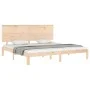 Double bed frame with solid wood headboard by , Beds and slatted bases - Ref: Foro24-3193676, Price: 174,42 €, Discount: %