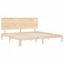 Double bed frame with solid wood headboard by , Beds and slatted bases - Ref: Foro24-3193676, Price: 174,42 €, Discount: %