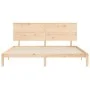 Double bed frame with solid wood headboard by , Beds and slatted bases - Ref: Foro24-3193676, Price: 174,42 €, Discount: %