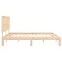 Double bed frame with solid wood headboard by , Beds and slatted bases - Ref: Foro24-3193676, Price: 174,42 €, Discount: %