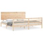 Double bed frame with solid wood headboard by , Beds and slatted bases - Ref: Foro24-3195236, Price: 182,44 €, Discount: %
