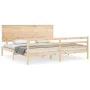 Double bed frame with solid wood headboard by , Beds and slatted bases - Ref: Foro24-3195236, Price: 179,69 €, Discount: %