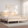 Double bed frame with solid wood headboard by , Beds and slatted bases - Ref: Foro24-3195236, Price: 179,69 €, Discount: %