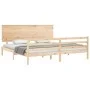 Double bed frame with solid wood headboard by , Beds and slatted bases - Ref: Foro24-3195236, Price: 179,69 €, Discount: %