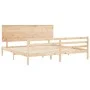 Double bed frame with solid wood headboard by , Beds and slatted bases - Ref: Foro24-3195236, Price: 179,69 €, Discount: %