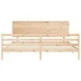 Double bed frame with solid wood headboard by , Beds and slatted bases - Ref: Foro24-3195236, Price: 179,69 €, Discount: %