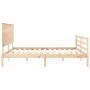 Double bed frame with solid wood headboard by , Beds and slatted bases - Ref: Foro24-3195236, Price: 179,69 €, Discount: %
