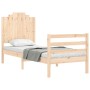 Single bed frame with solid wood headboard by , Beds and slatted bases - Ref: Foro24-3194141, Price: 102,23 €, Discount: %