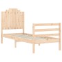 Single bed frame with solid wood headboard by , Beds and slatted bases - Ref: Foro24-3194141, Price: 102,23 €, Discount: %