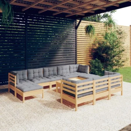 Juego de muebles de jardín 11 pzas y cojines madera maciza pino by , Garden sets - Ref: Foro24-3097144, Price: 819,96 €, Disc...