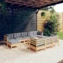 Juego de muebles de jardín 11 pzas y cojines madera maciza pino by , Garden sets - Ref: Foro24-3097144, Price: 819,96 €, Disc...