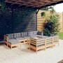 Juego de muebles de jardín 11 pzas y cojines madera maciza pino von , Gartensets - Ref: Foro24-3097144, Preis: 831,92 €, Raba...