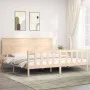Double bed frame with solid wood headboard by , Beds and slatted bases - Ref: Foro24-3193416, Price: 176,91 €, Discount: %